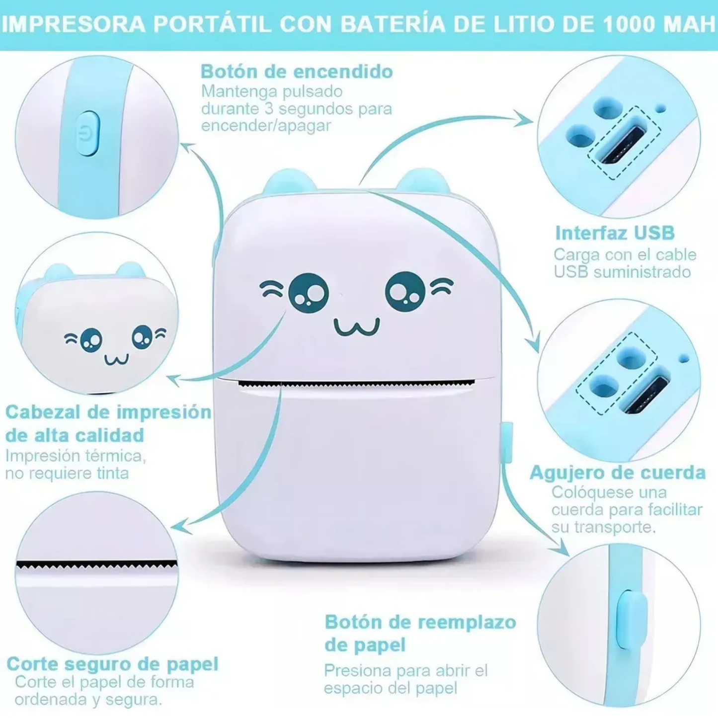 Mini Impresora Térmica Portátil Bluetoot